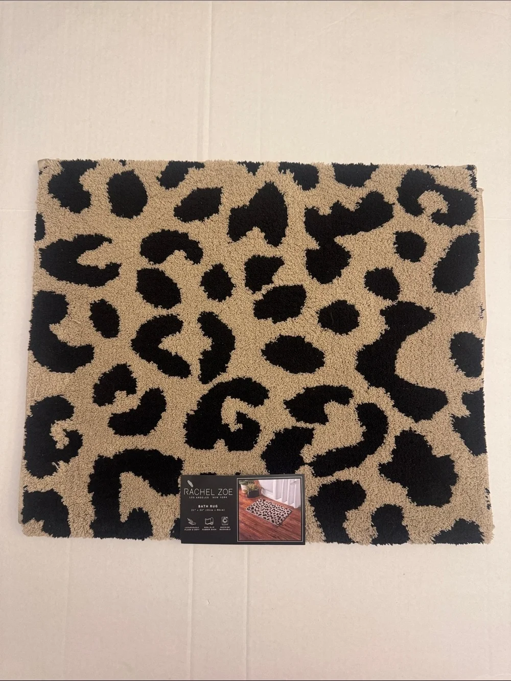 RACHEL ZOE Cheetah Animal Print Bath Rug/Mat - Non-Slip Rubber Back -21